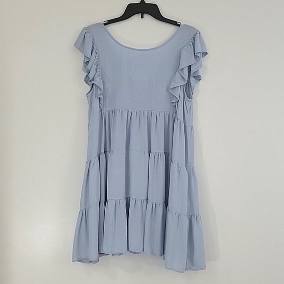 Kori Dresses & Skirts - KORI Medium Dress Round Neck Sleeveless with Ruffle light blue